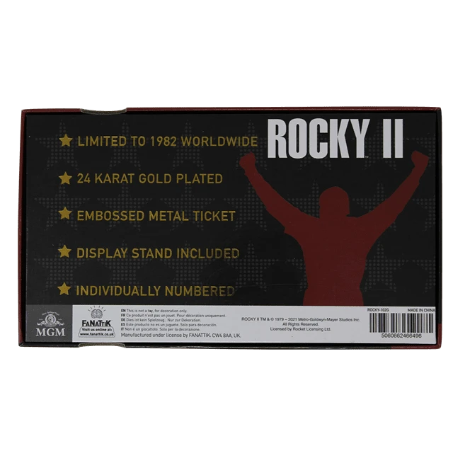 Rocky II Apollo Creed Fight Ticket: 24K Gold Plated Limited Edition Collectible (Pop Culture Accessories) 8 Rocky II Apollo Creed Fight Ticket: 24K Gold Plated Limited Edition Collectible (Pop Culture Accessories) - Image 6